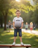 White to Grey Gradient “OVER” Graphic T-Shirt