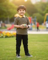 Yellow and Navy Striped Polo Shirt