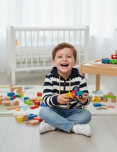 Dark Blue and White Striped Hoodie