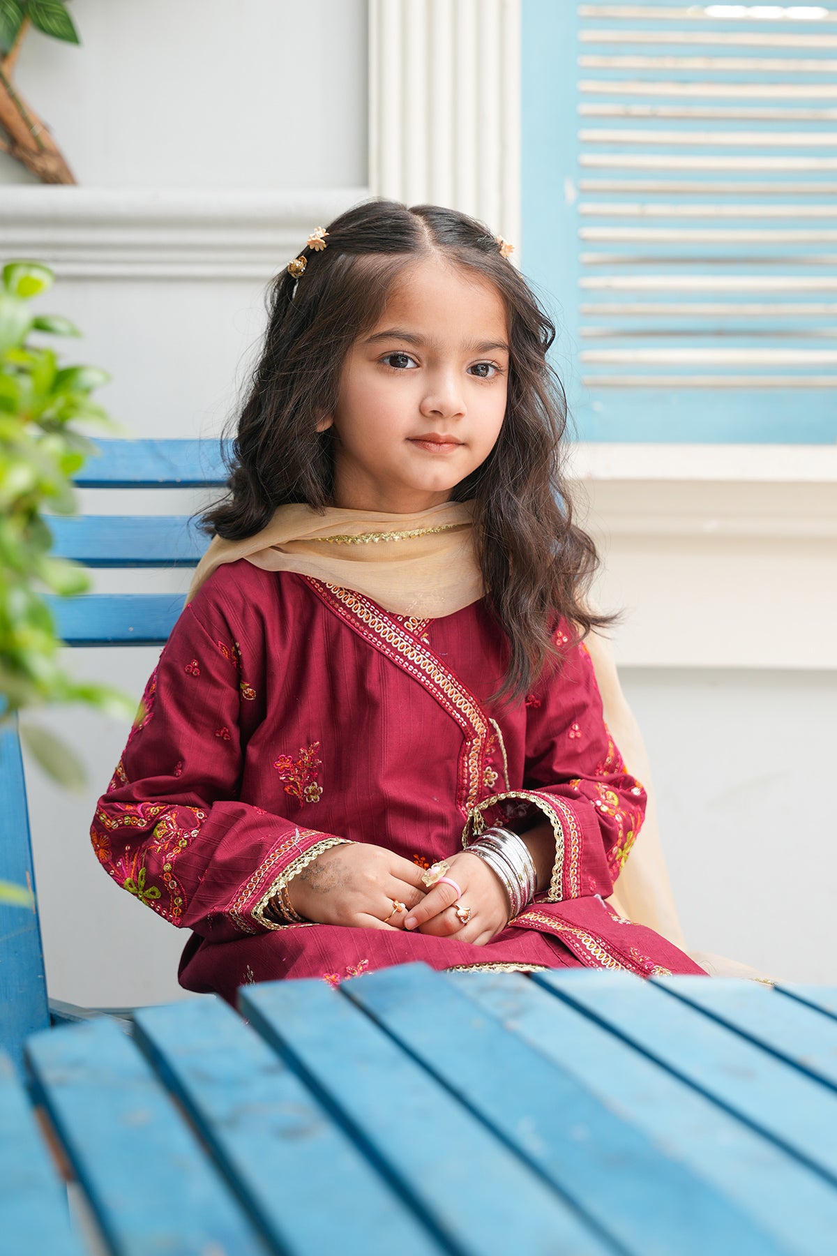 Zunaira – Deep Maroon Embroidered Angrakha Set