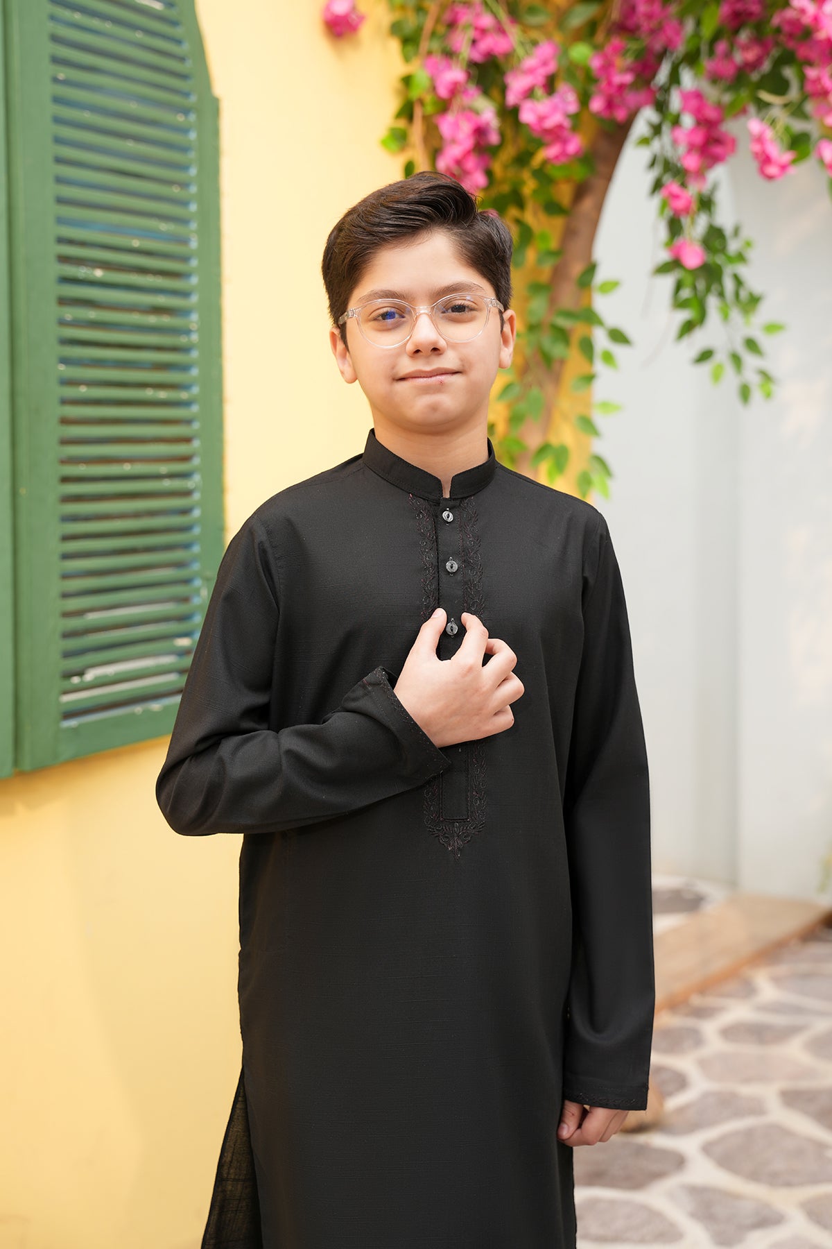 Zahan – Charcoal Green Embroidered Heritage Set