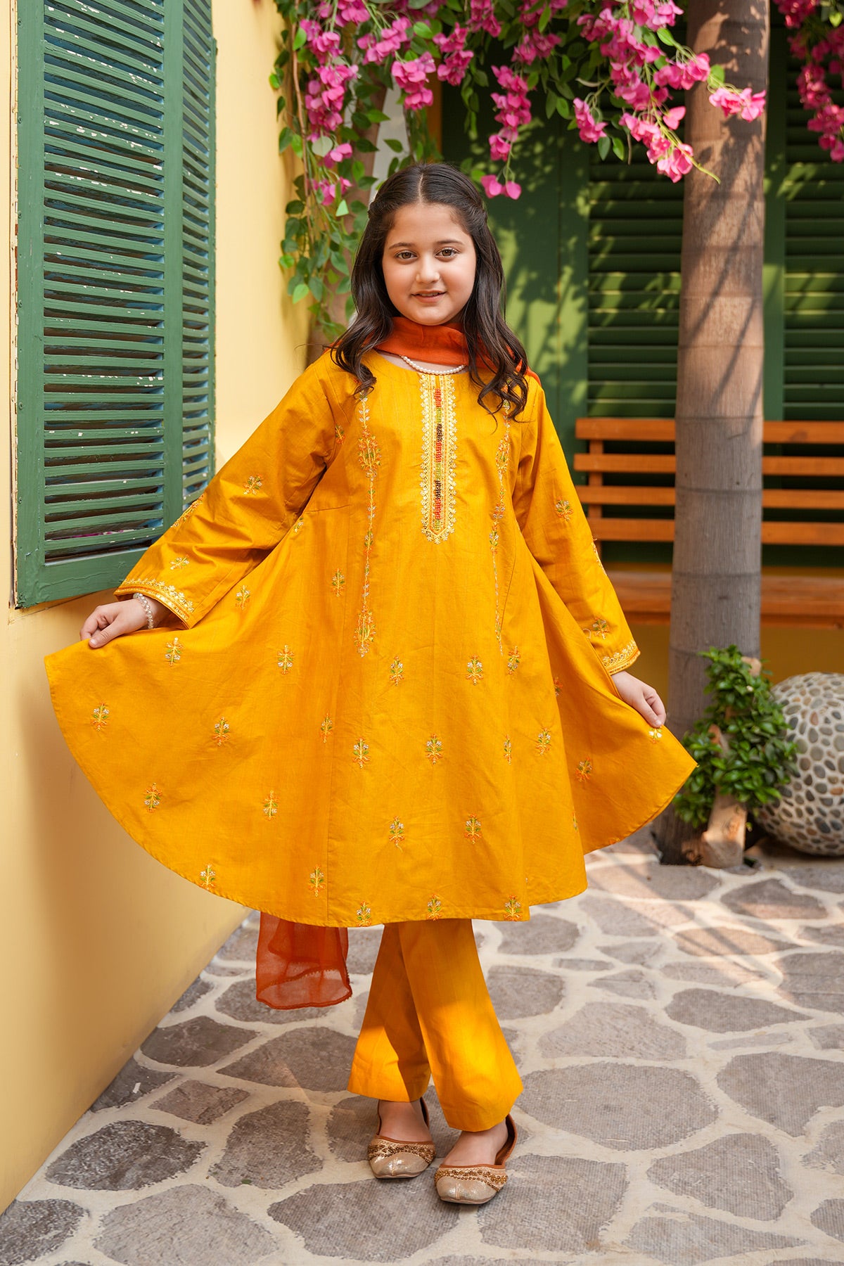Zarsanga – Mustard Gold Flared Festive Set
