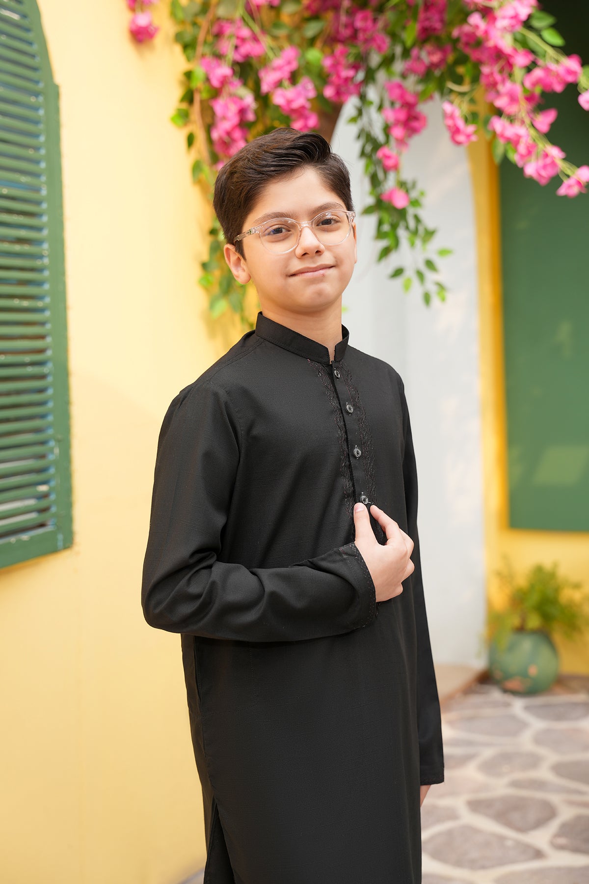 Zahan – Charcoal Green Embroidered Heritage Set