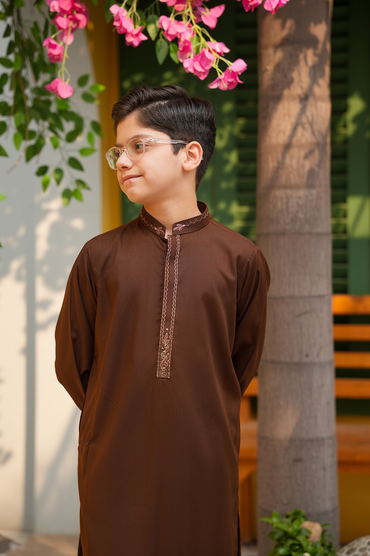 Zayd – Cocoa Brown Embroidered Heritage Set