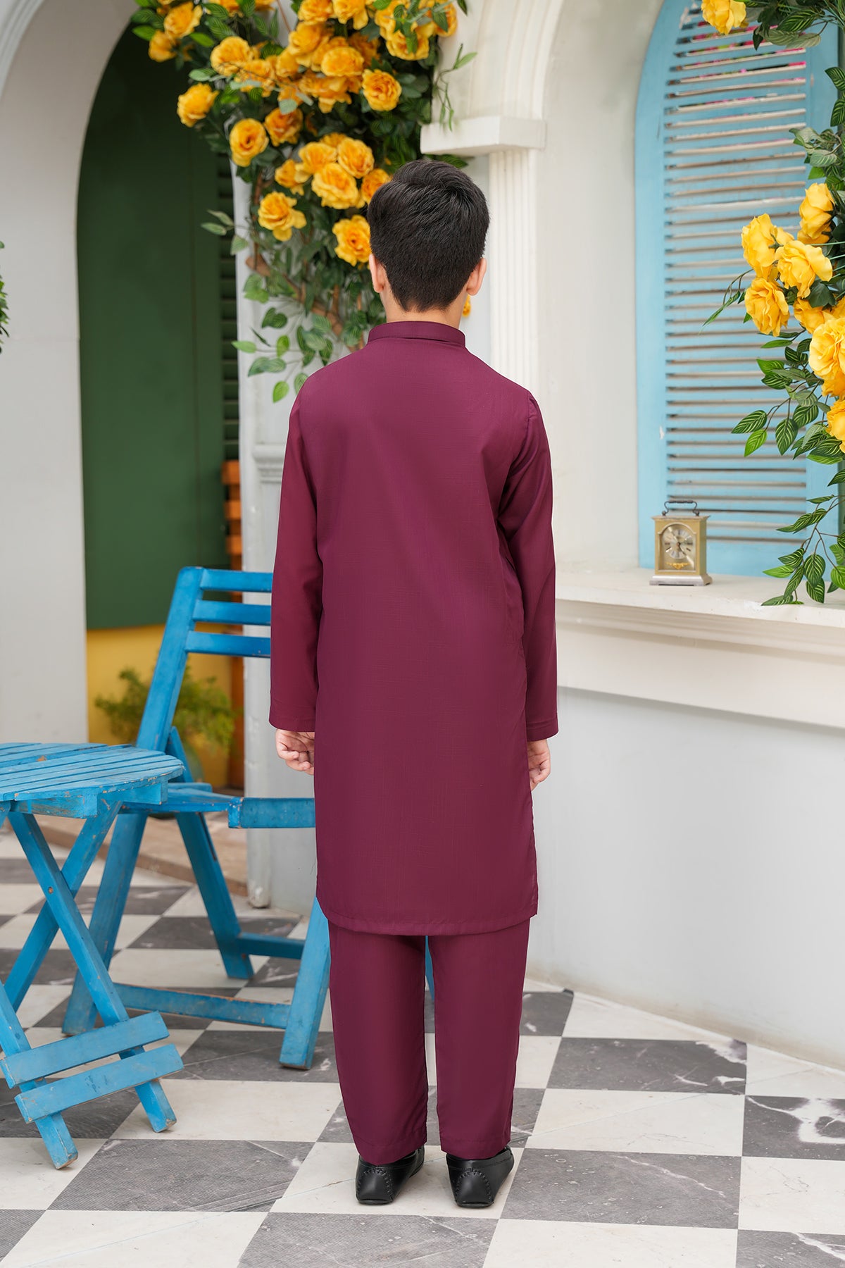 Sharyar – Deep Plum Fabric-Buttoned Kurta Set
