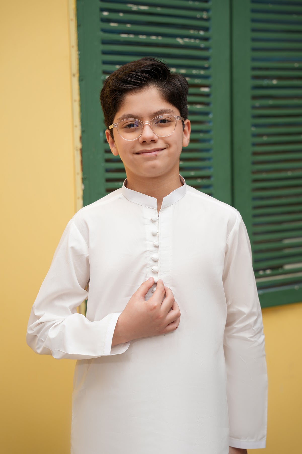 Subhan – Arctic White Essential Potli-Buttoned Set