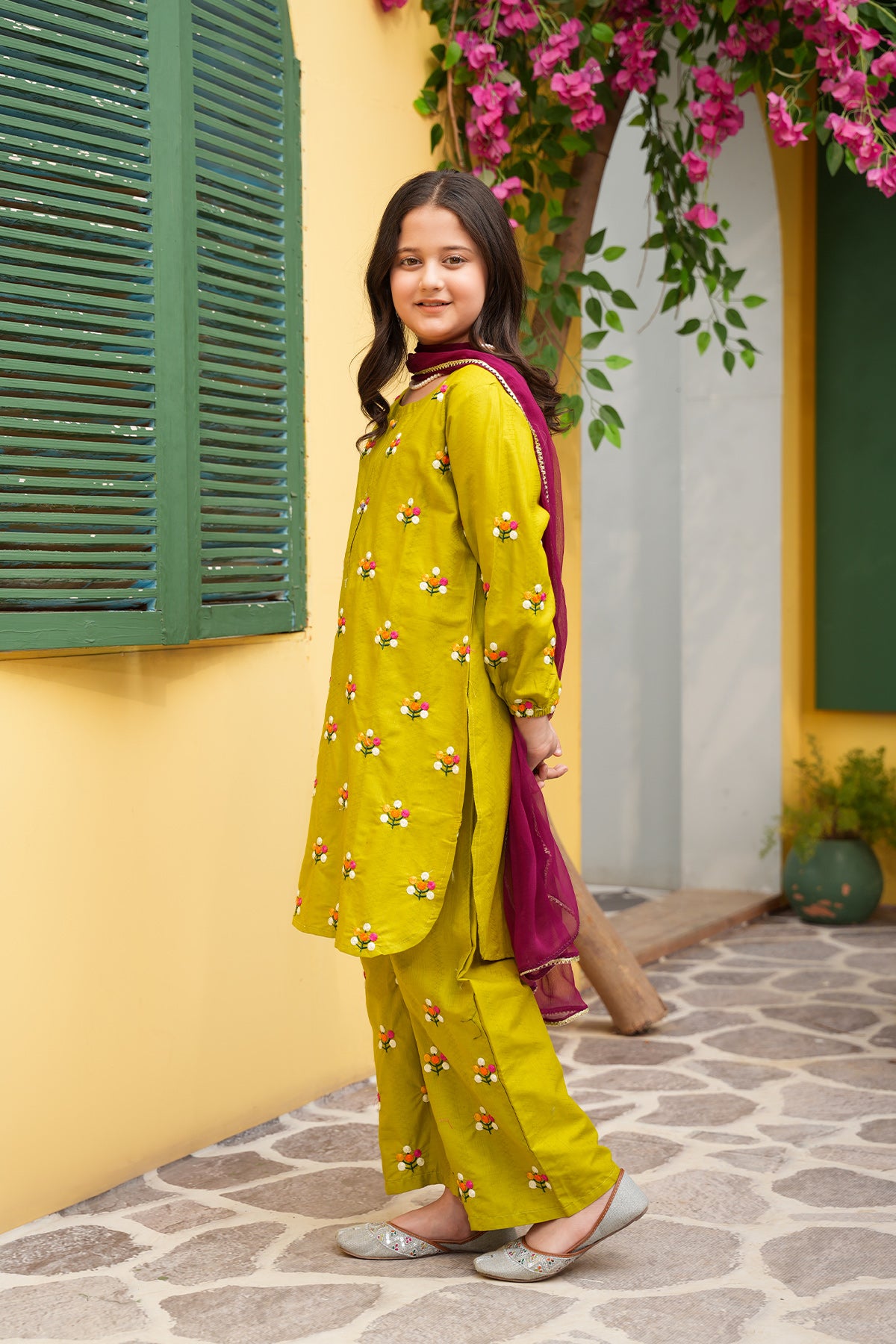 Meher – Lime Zest Embroidered Festive Set