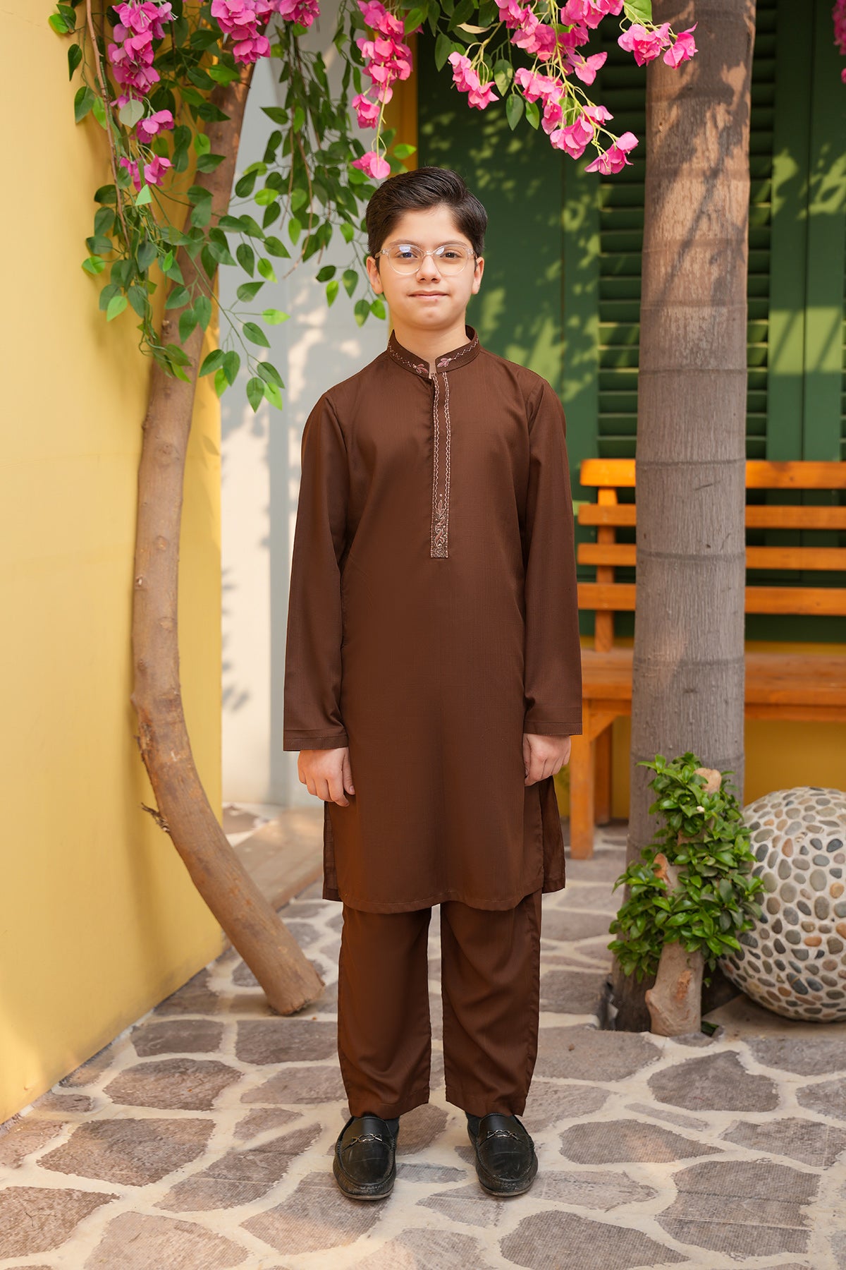 Zayd – Cocoa Brown Embroidered Heritage Set