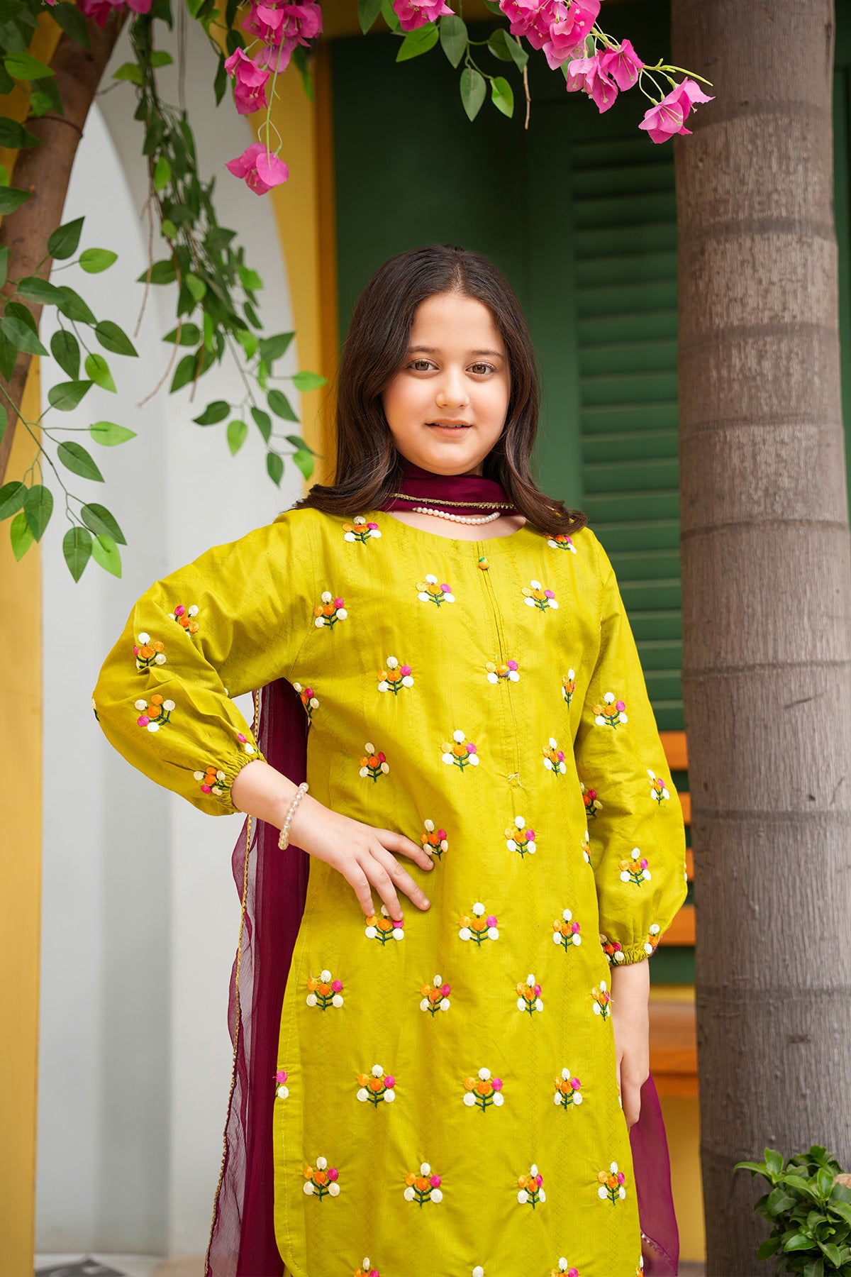 Meher – Lime Zest Embroidered Festive Set