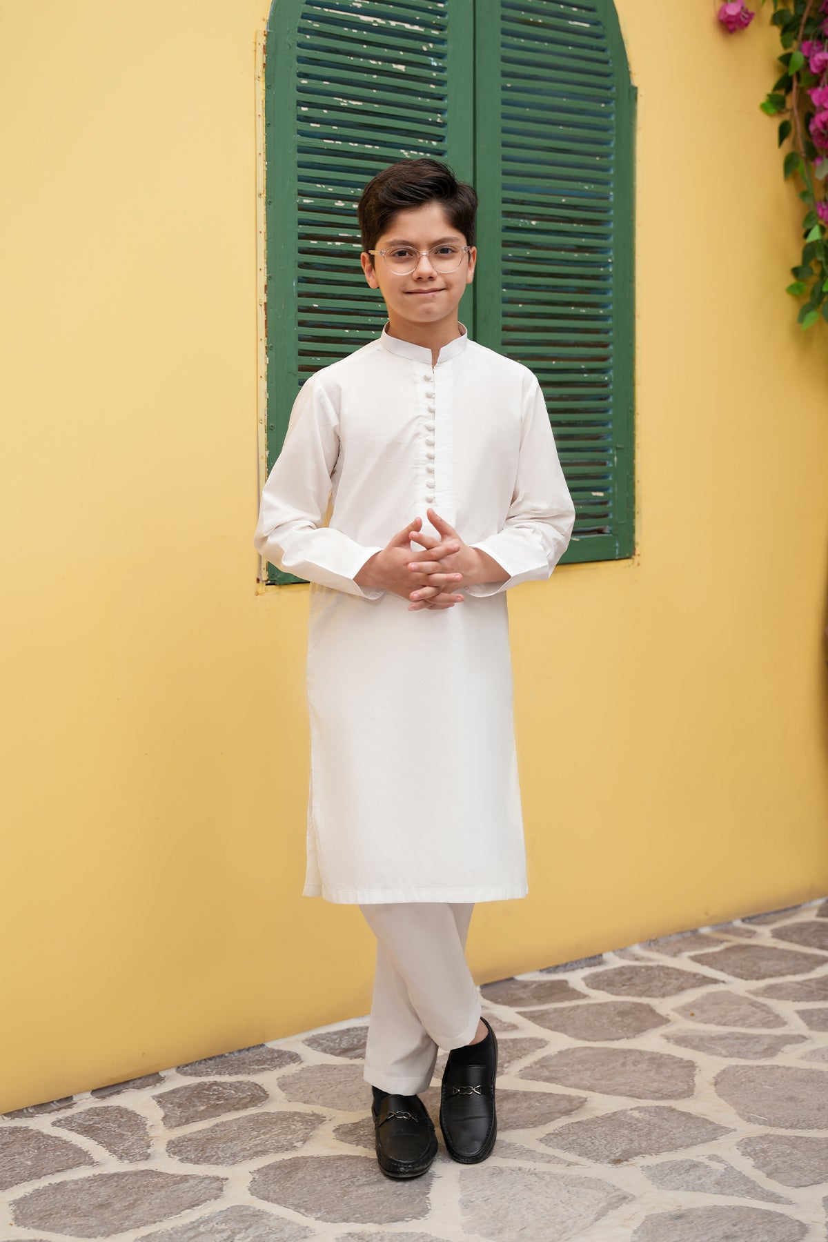 Subhan – Arctic White Essential Potli-Buttoned Set