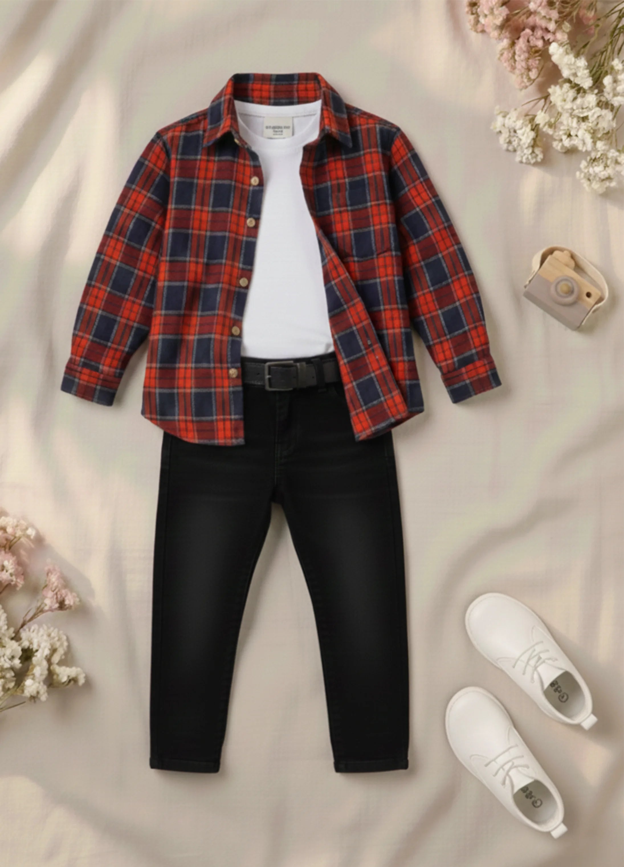 Red & Blue Checked Full-Sleeve Dress Shirt