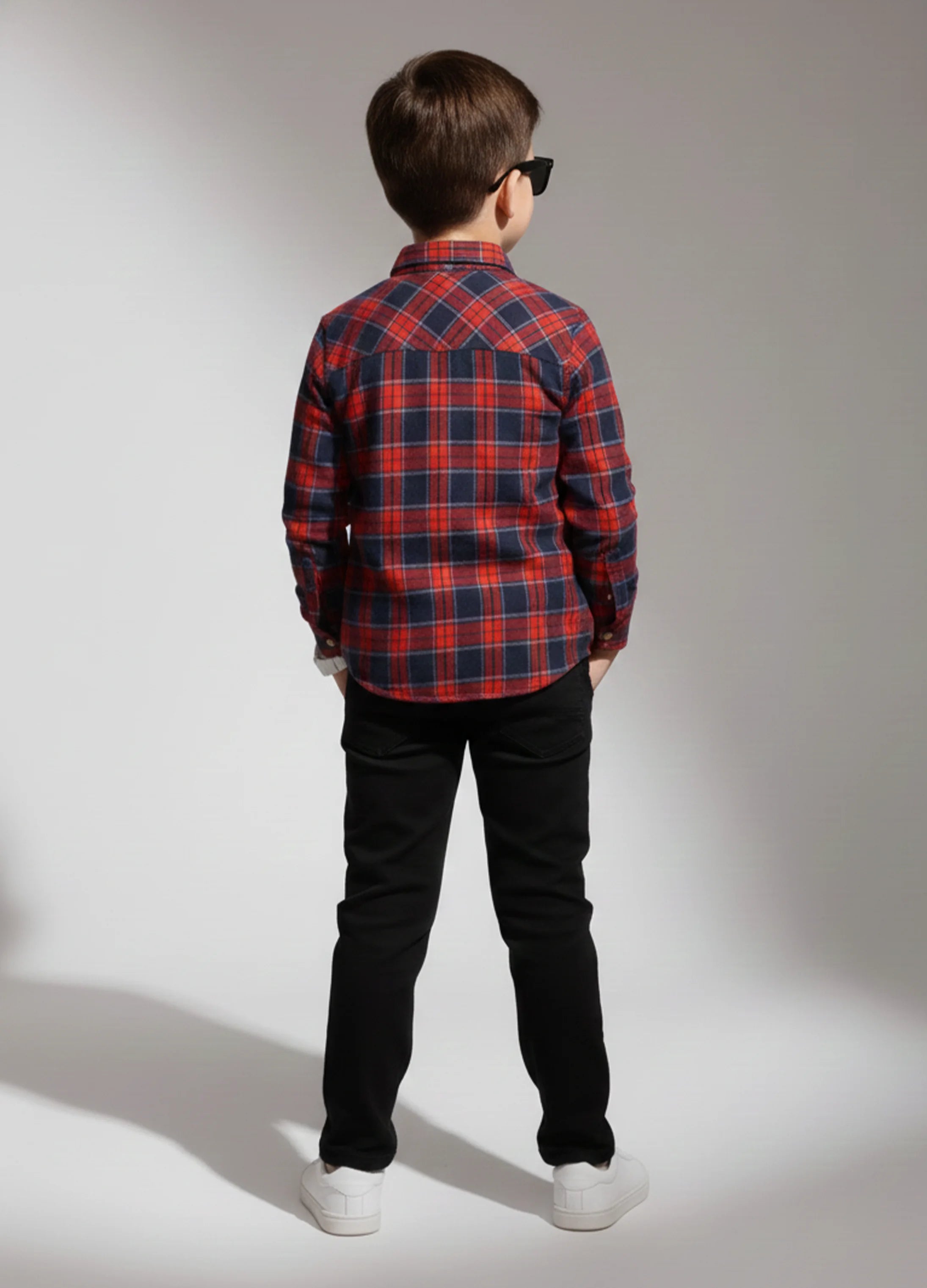 Red & Blue Checked Full-Sleeve Dress Shirt