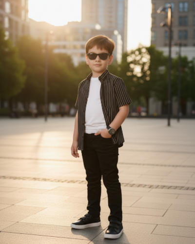 Black and White Striped Dress Shirt