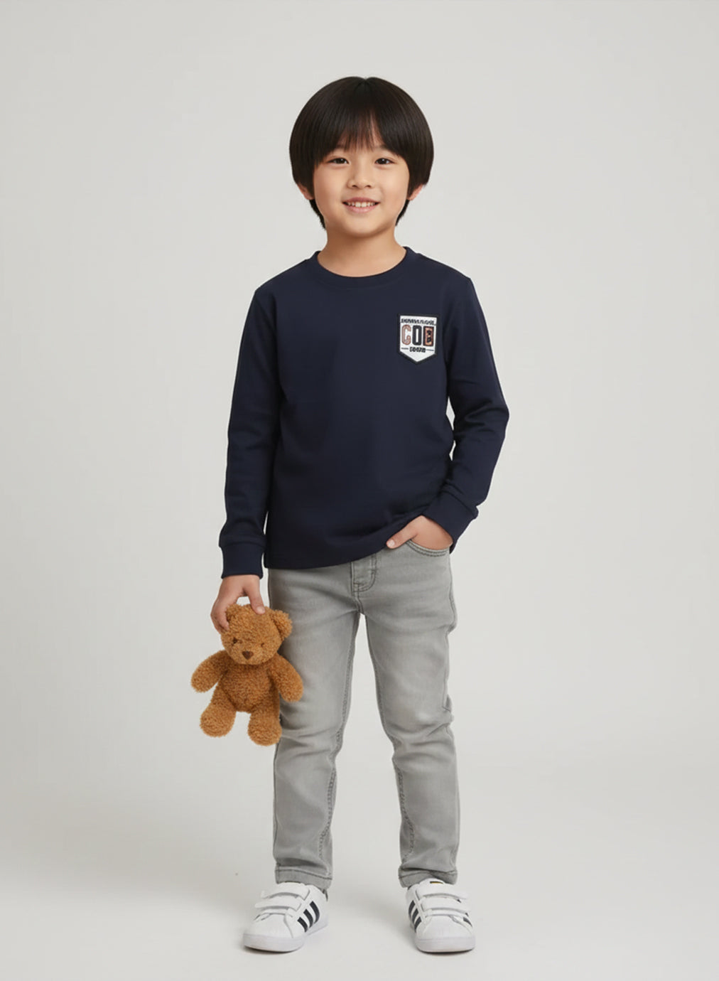 Navy Patch Sweat Shirt