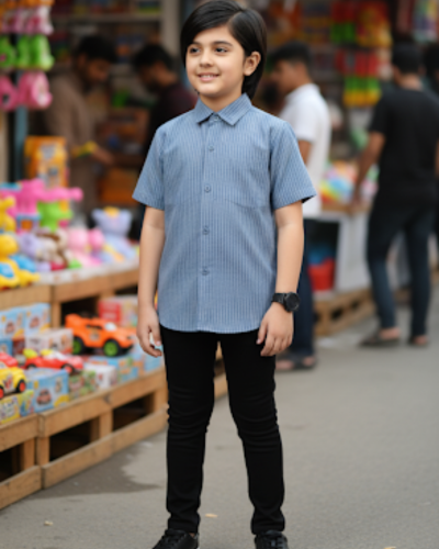 Light Blue and White Striped Dress Shirt