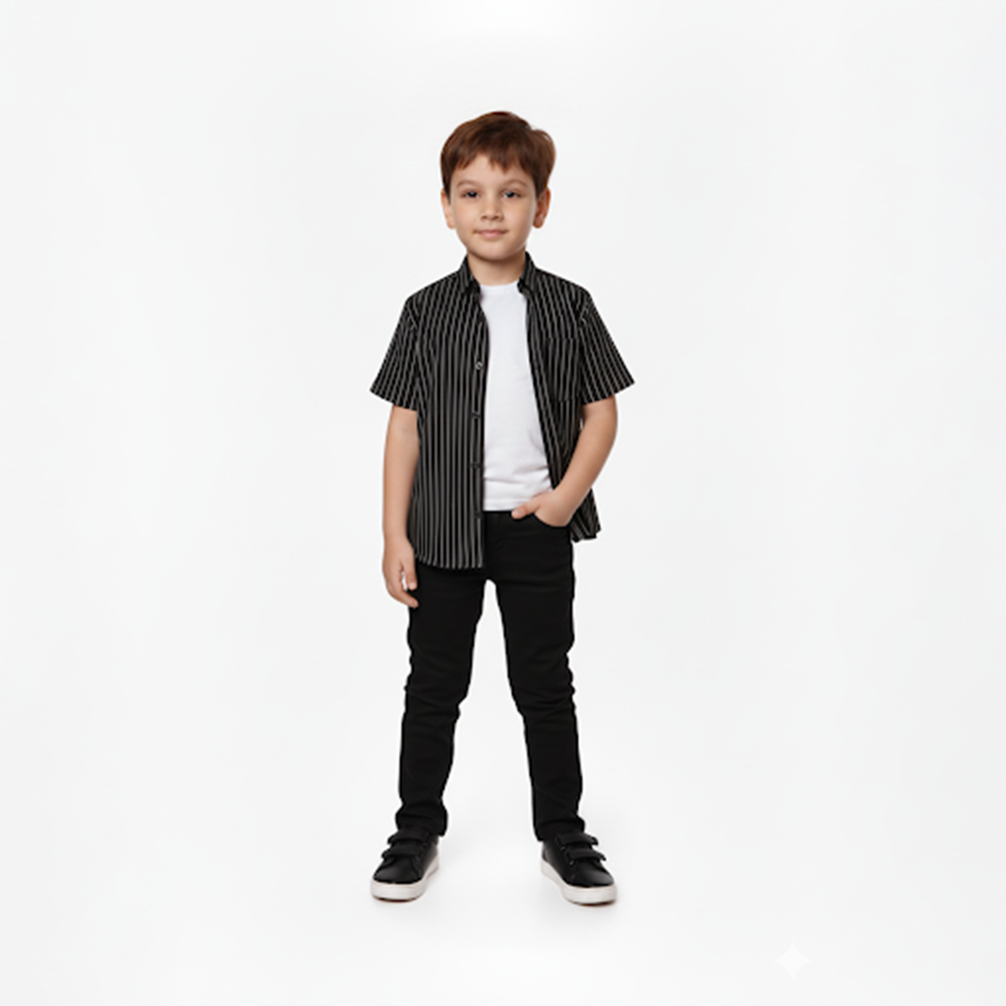 Black and White Striped Dress Shirt