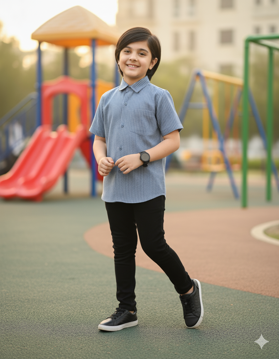 Light Blue and White Striped Dress Shirt