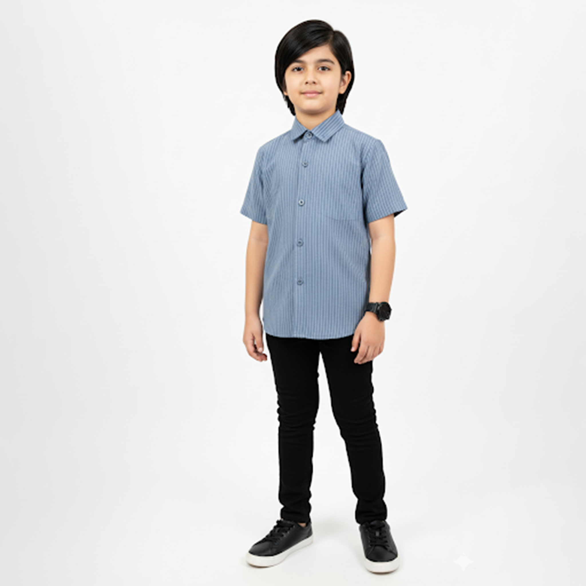 Light Blue and White Striped Dress Shirt