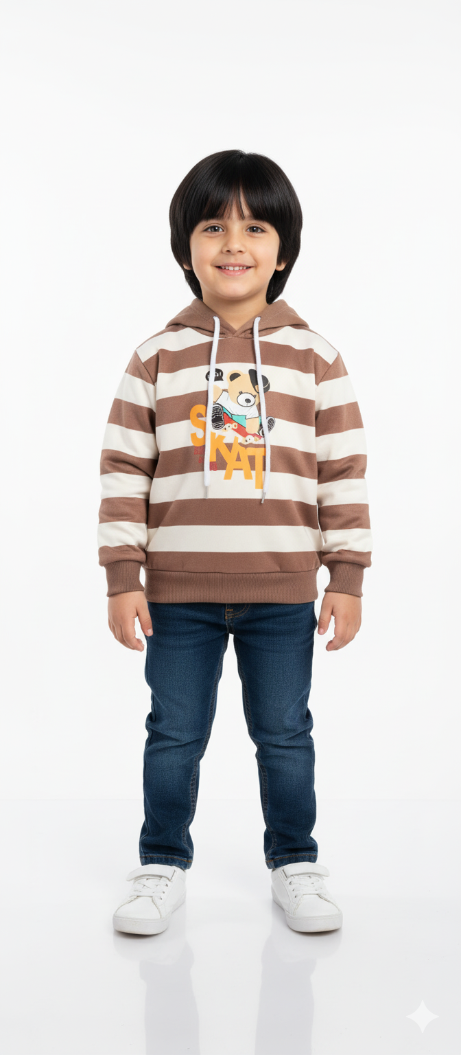 SkateBear Hoodie – Choco Stripe