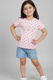 Pink Polka Dot T-Shirt with Rhinestone Print