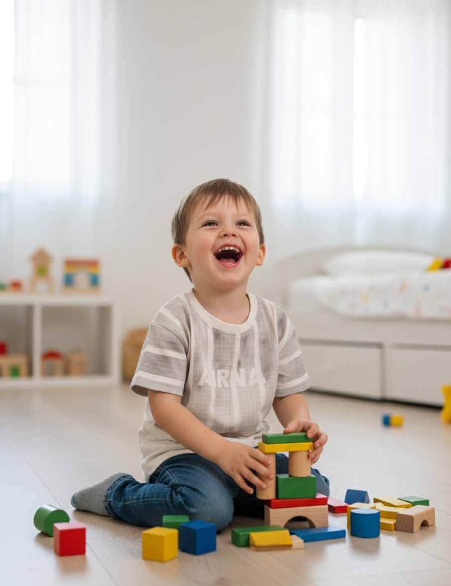 Beige and Grey Graphic T-Shirt with AIRNA Print