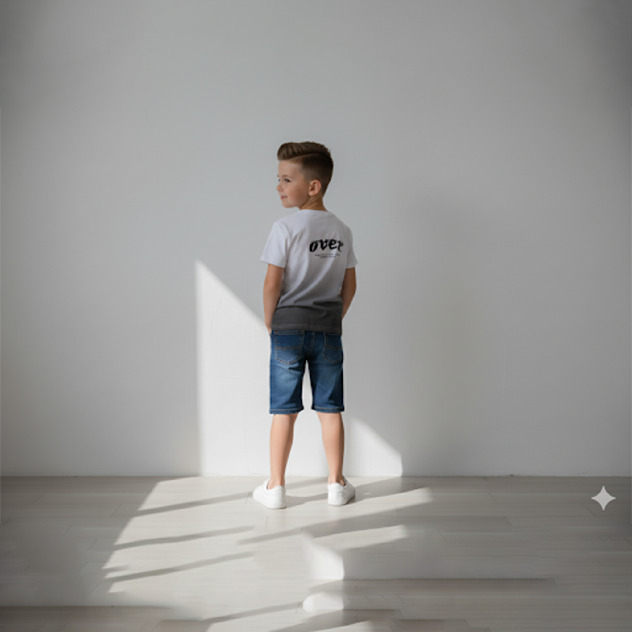 White to Grey Gradient “OVER” Graphic T-Shirt