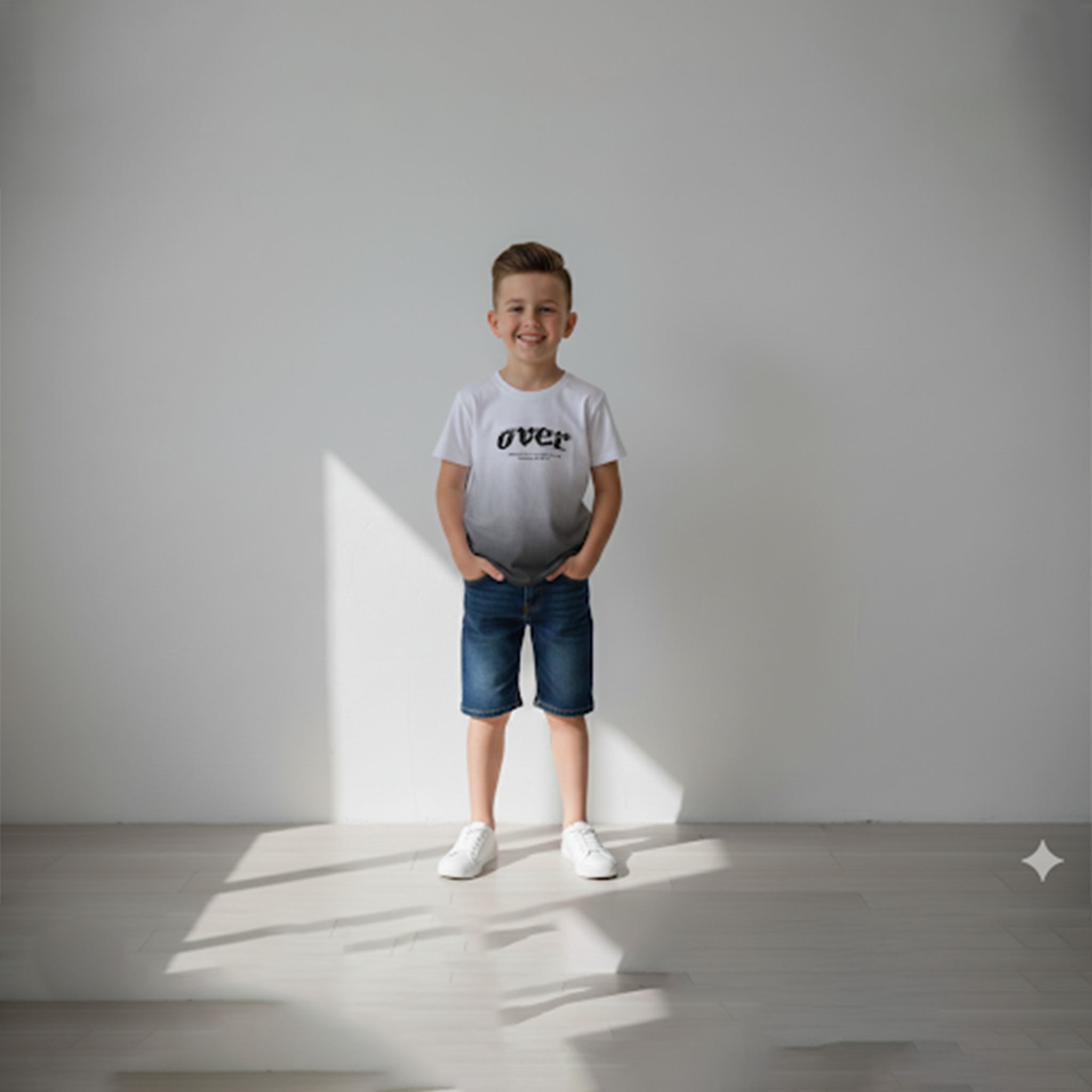 White to Grey Gradient “OVER” Graphic T-Shirt