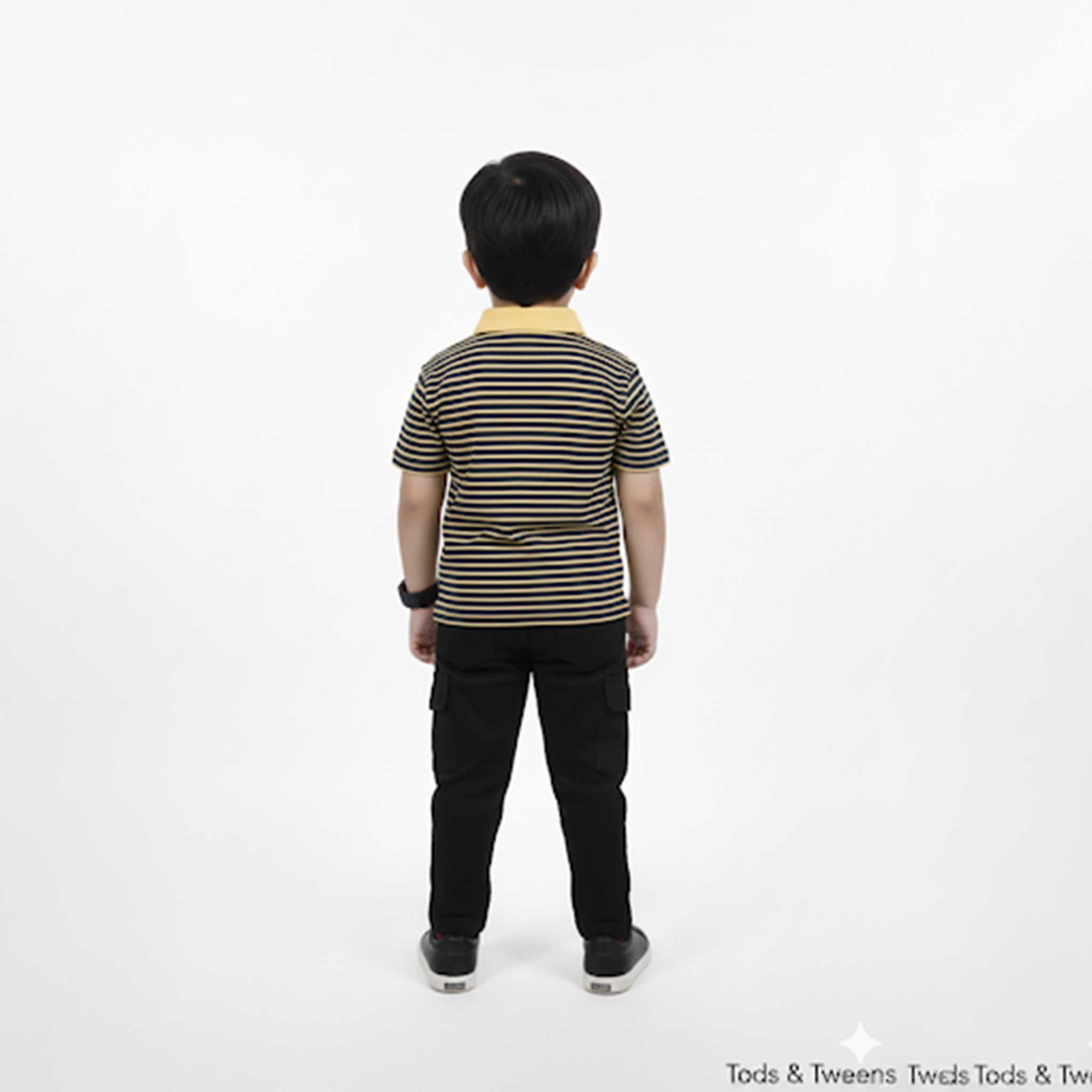 Yellow and Navy Striped Polo Shirt
