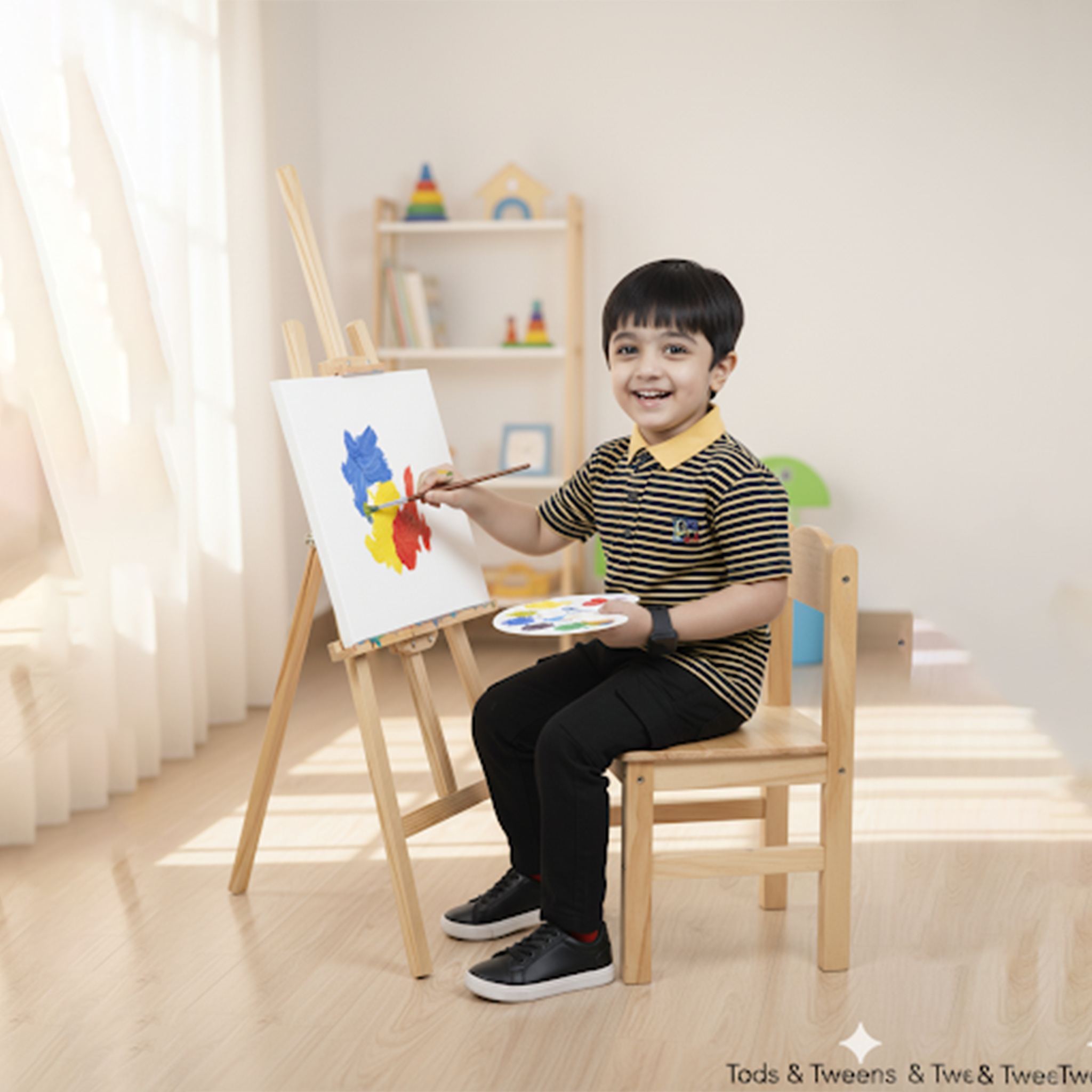 Yellow and Navy Striped Polo Shirt