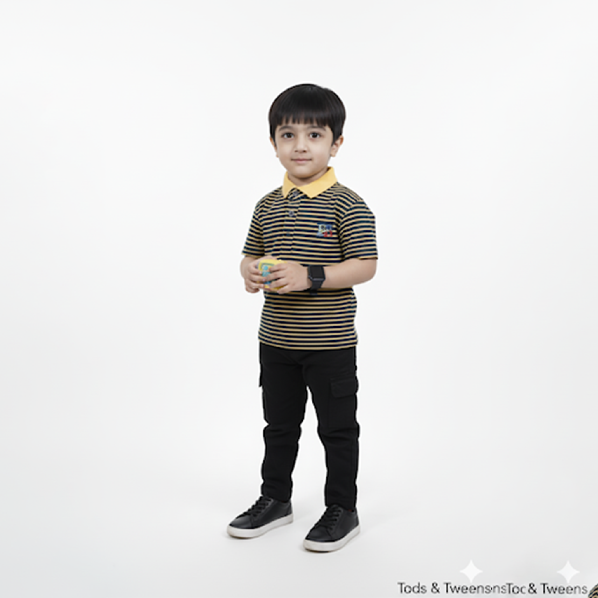 Yellow and Navy Striped Polo Shirt